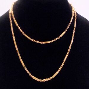 Vintage Raquel Signed Gold Tone Bar and Chain Link Necklace